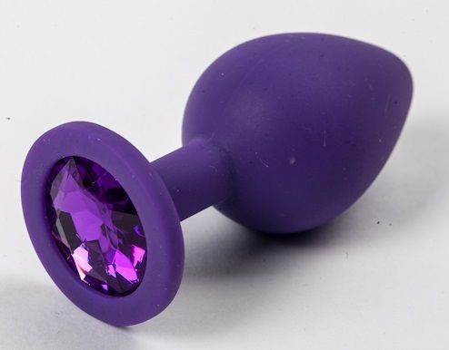 Большая фиолетовая силиконовая пробка с фиолетовым кристаллом - 9,5 см. от 4sexdreaM
