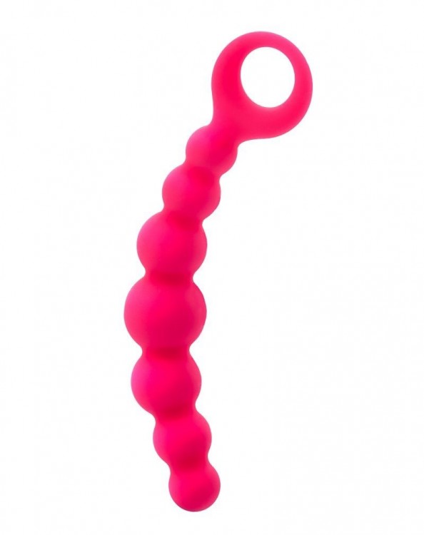 Розовый анальный стимулятор с ручкой-кольцом от ToyFa