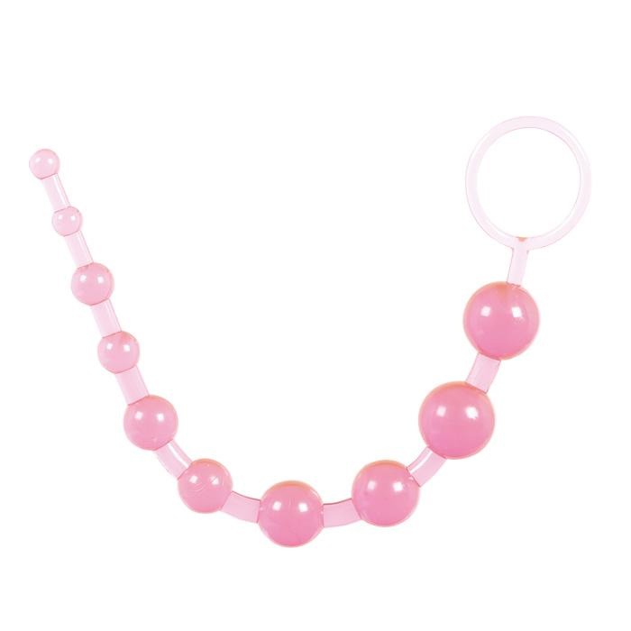 Розовая анальная цепочка с колечком - 25 см. от Toy Joy