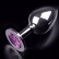 Большая серебристая анальная пробка с круглым кончиком и ярким фиолетовым кристаллом - 9 см. от Пикантные штучки