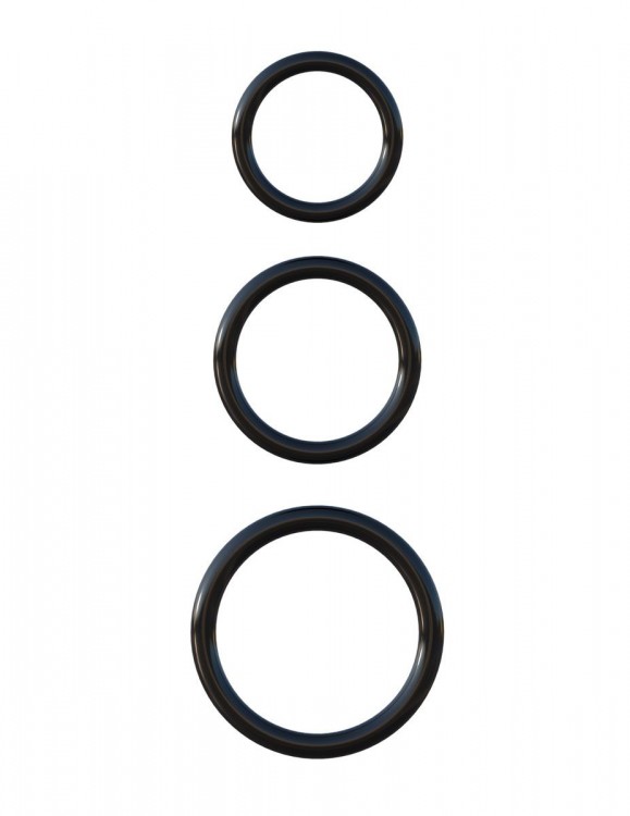 Набор из трех черных эрекционных колец Silicone 3-Ring Stamina Set от Pipedream