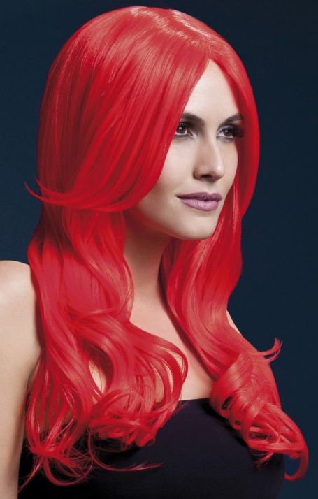 Красный парик с длинной челкой Khloe от Fever