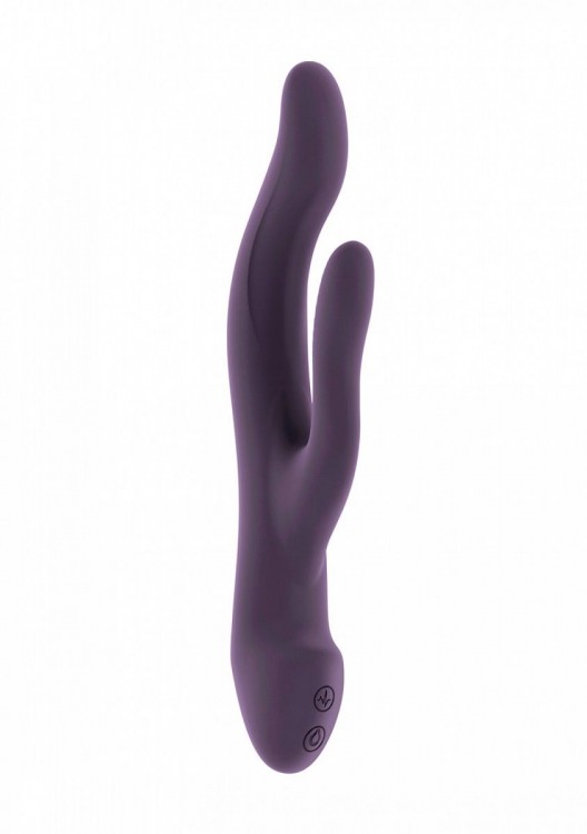 Фиолетовый вибратор Keira с клиторальным отростком - 21,3 см. от Shots Media BV
