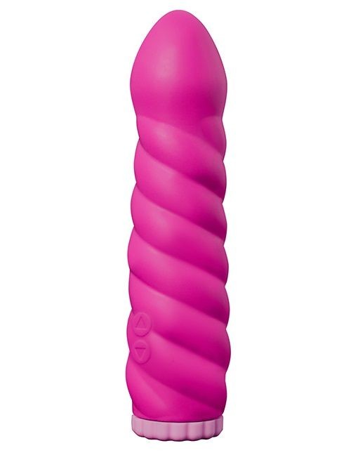 Ярко-розовый вибратор со спиралевидным рельефом PURRFECT SILICONE DELUXE 100 FUNCTION - 18 см. от Dream Toys