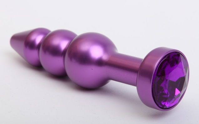 Фиолетовая фигурная анальная ёлочка с фиолетовым кристаллом - 11,2 см. от 4sexdreaM