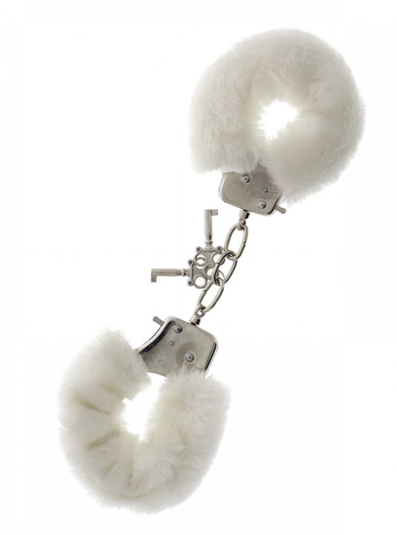 Металлические наручники с белой меховой опушкой METAL HANDCUFF WITH PLUSH WHITE от Dream Toys