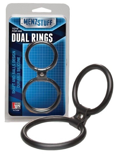Чёрное двойное эрекционное кольцо Dual Rings Black от Dream Toys