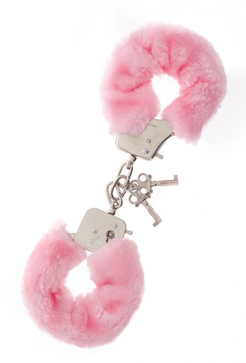 Металлические наручники с розовой меховой опушкой METAL HANDCUFF WITH PLUSH PINK от Dream Toys