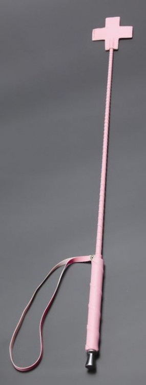 Розовый стек с наконечником-крестом из искусственной кожи - 70 см. от Sitabella