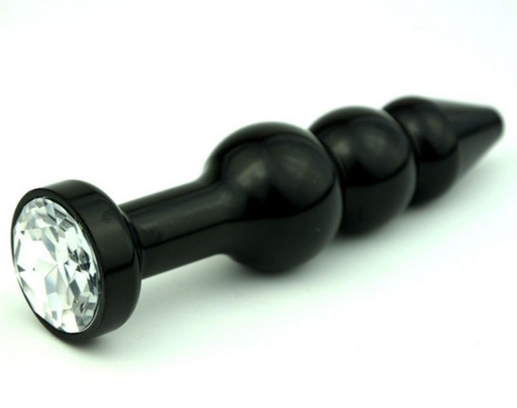 Чёрная анальная ёлочка с прозрачным кристаллом - 11,2 см. от 4sexdreaM