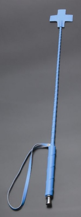 Голубой стек с наконечником-крестом из искусственной кожи - 70 см. от Sitabella