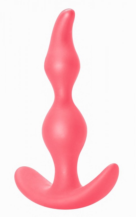 Розовая анальная пробка Bent Anal Plug Black - 13 см. от Lola toys