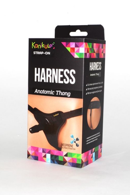 Чёрные трусики с плугом Kanikule Strap-on Harness Anatomic Thong от Kanikule