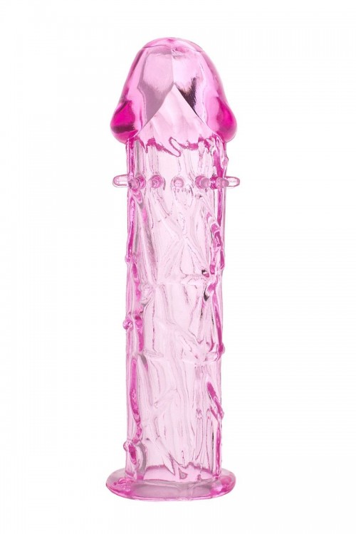 Гладкая розовая насадка с усиками под головкой - 12,5 см. от ToyFa
