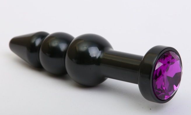 Чёрная анальная ёлочка с фиолетовым кристаллом - 11,2 см. от 4sexdreaM