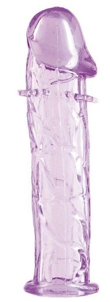 Гладкая фиолетовая насадка с усиками под головкой - 12,5 см. от ToyFa
