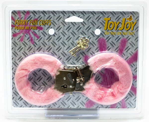 Розовые меховые наручники с ключами от Toy Joy