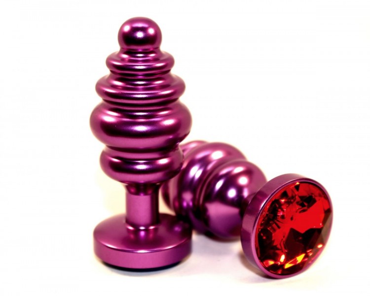 Фиолетовая фигурная пробка с красным кристаллом - 7,3 см. от 4sexdreaM