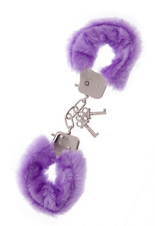 Фиолетовые меховые наручники METAL HANDCUFF WITH PLUSH LAVENDER от Dream Toys