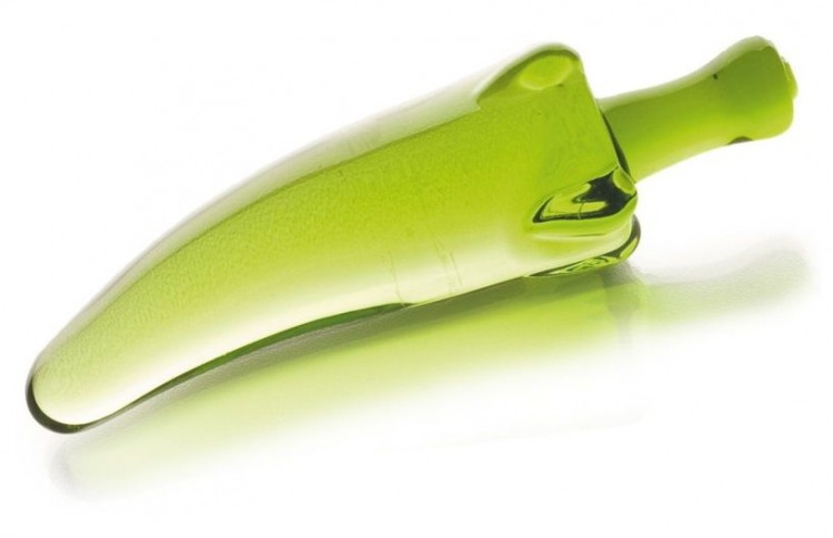 Зелёный анальный стимулятор из стекла в форме перчика - 15,5 см. от Sexus
