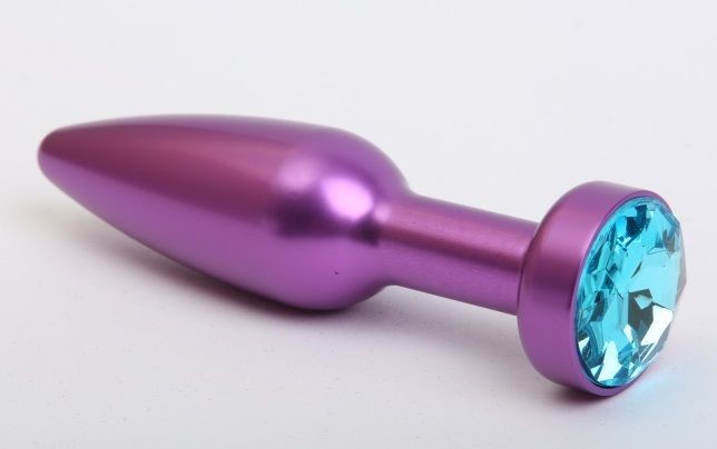 Фиолетовая анальная пробка с голубым стразом - 11,2 см. от 4sexdreaM