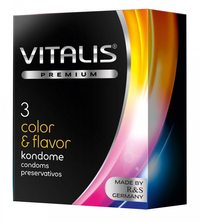 Цветные ароматизированные презервативы VITALIS PREMIUM color   flavor - 3 шт. от R&S GmbH