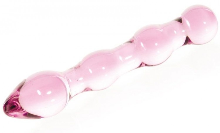 Розовый фаллоимитатор-ёлочка из прозрачного стекла - 17 см. от Sexus