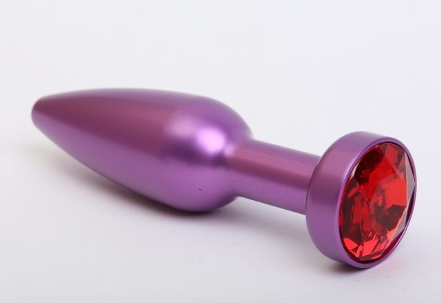 Фиолетовая анальная пробка с красным стразом - 11,2 см. от 4sexdreaM