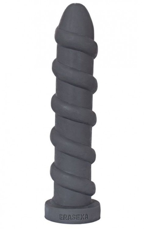 Серый анальный стимулятор со спиралевидным рельефом - 31 см. от Erasexa