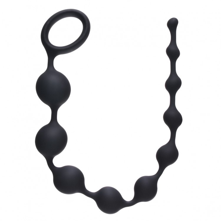 Чёрная анальная цепочка Long Pleasure Chain - 35 см. от Lola toys