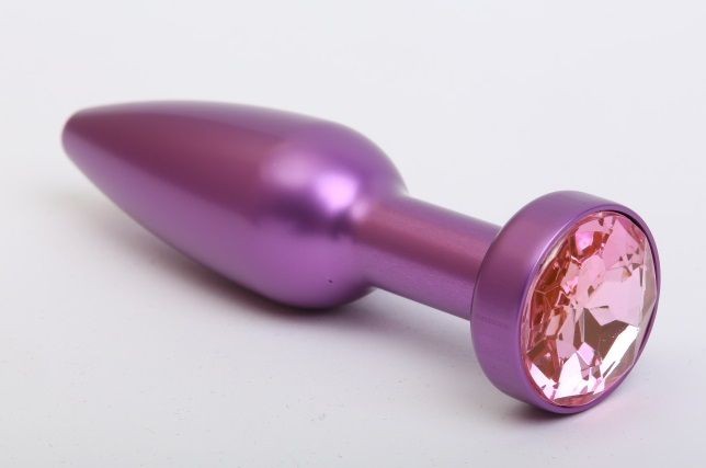 Фиолетовая анальная пробка с розовым стразом - 11,2 см. от 4sexdreaM