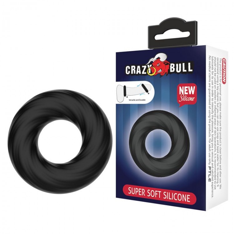 Чёрное эластичное эрекционное кольцо Super Soft от Baile