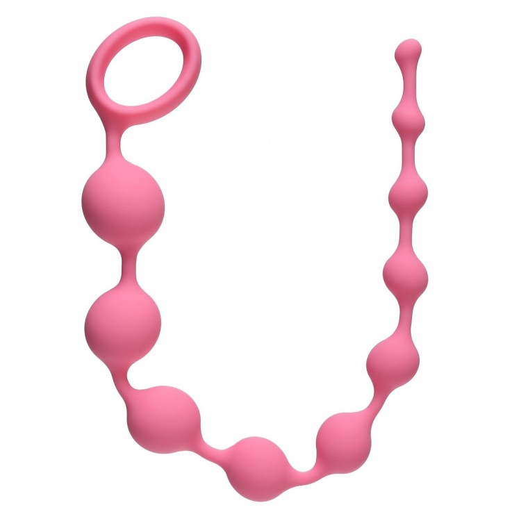 Розовая анальная цепочка Long Pleasure Chain - 35 см. от Lola toys