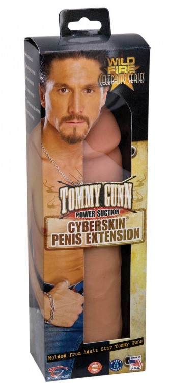 Реалистичная насадка-удлинитель Wildfire Celebrity Series Tommy Gunn Power Suction CyberSkin Penis Extension - 22 см. от Topco Sales