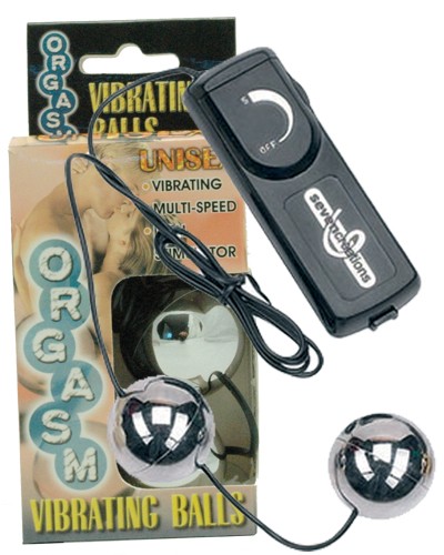 Серебристые вагинальные шарики с вибрацией ORGASM VIBRATING BALL от Seven Creations