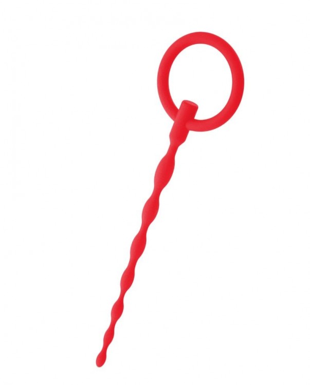 Красный уретральный плаг с кольцом от ToyFa