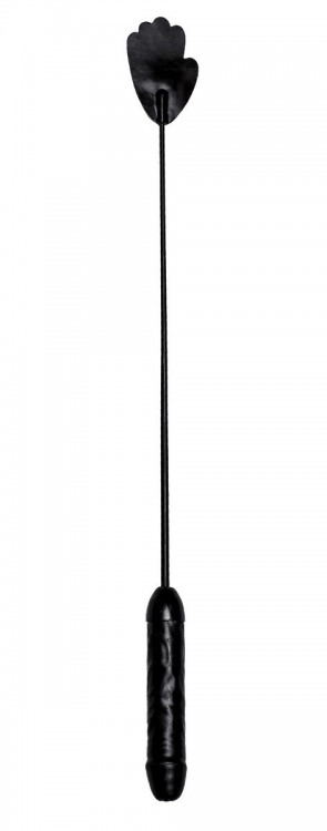 Чёрный стек с фаллосом вместо ручки - 62 см. от Sitabella