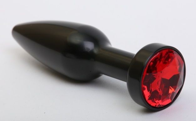Чёрная удлинённая пробка с красным кристаллом - 11,2 см. от 4sexdreaM