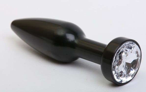 Чёрная удлинённая пробка с прозрачным кристаллом - 11,2 см. от 4sexdreaM