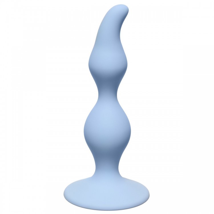 Голубая анальная пробка Curved Anal Plug Blue - 12,5 см. от Lola toys