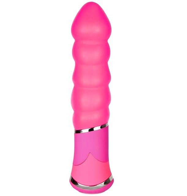 Розовый вибростимулятор BOOTYFUL RIBBED VIBE PINK от Dream Toys