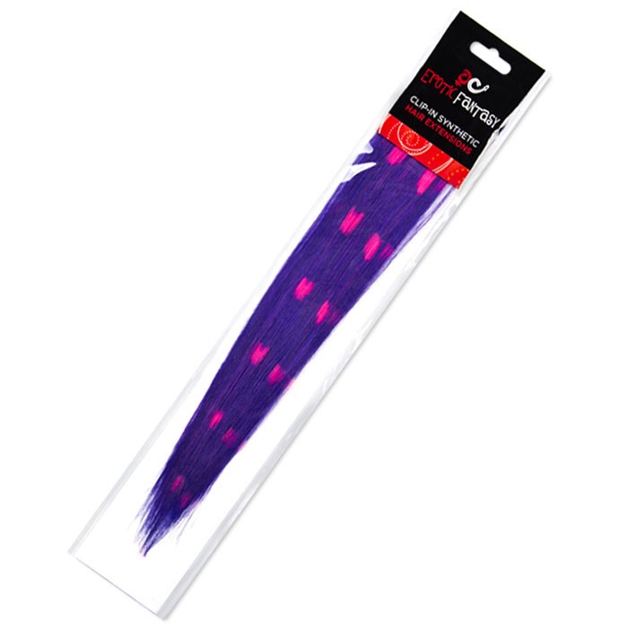 Цветные Clip-In локоны фиолетовые с розовыми сердечками от Erotic Fantasy