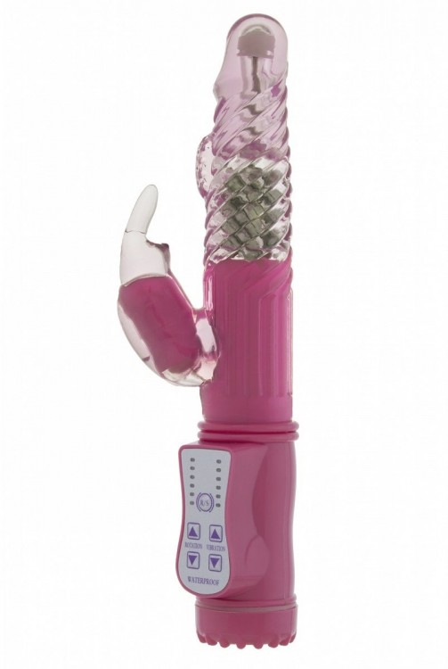 Розовый вибратор Vibrating Rabbit с клиторальным отростком - 22 см. от Shots Media BV