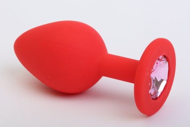 Красная силиконовая пробка с розовым стразом - 7,1 см. от 4sexdreaM