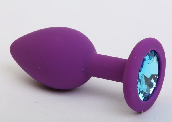 Фиолетовая силиконовая пробка с голубым стразом - 7,1 см. от 4sexdreaM