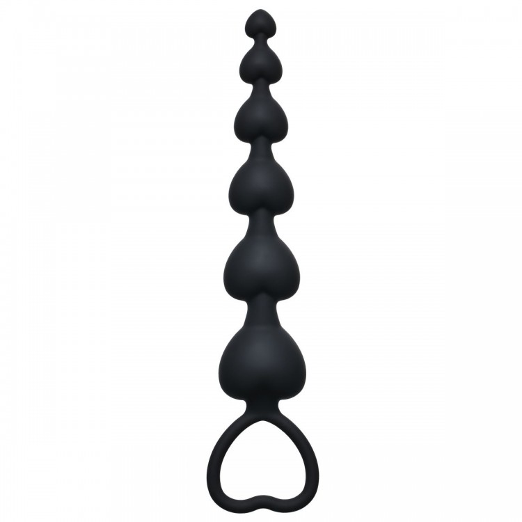 Чёрная анальная цепочка Heart s Beads Black - 18 см. от Lola toys