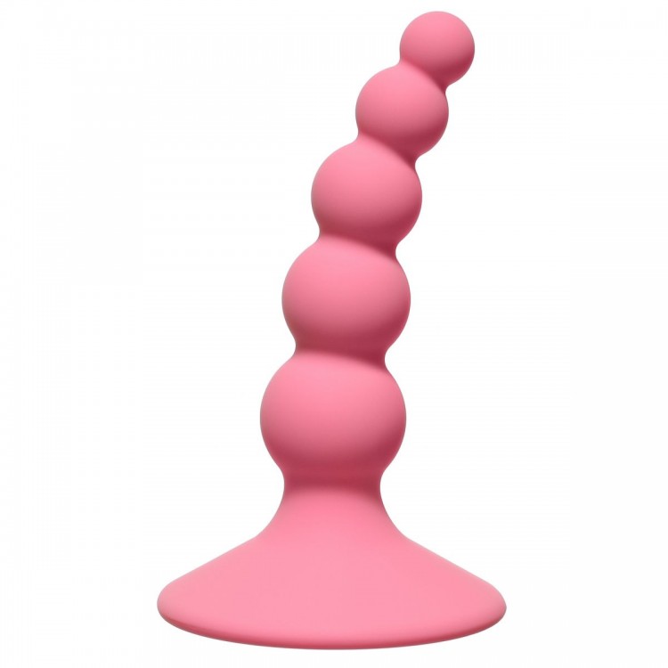 Розовая анальная пробка Ribbed Plug Pink - 10,5 см. от Lola toys