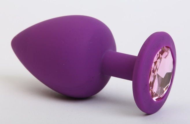Фиолетовая силиконовая пробка с розовым стразом - 7,1 см. от 4sexdreaM