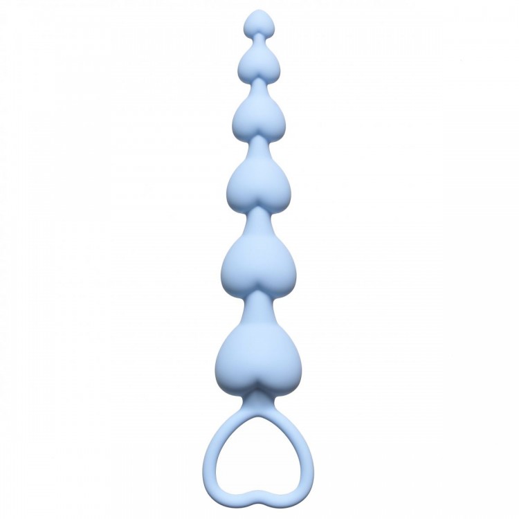 Голубая анальная цепочка Heart s Beads Blue - 18 см. от Lola toys
