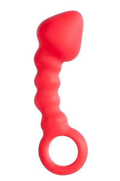 Красный анальный стимулятор с кольцом HEAD INVADER - 13 см. от Dream Toys